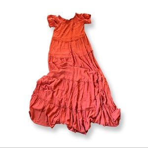 Orange long off shoulder dress